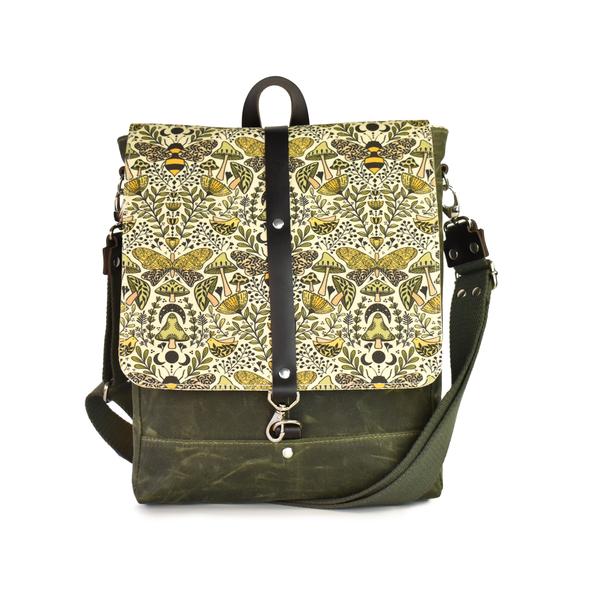 Waxed Canvas Messenger/Backpack in Forest Mushroom – Red Staggerwing
