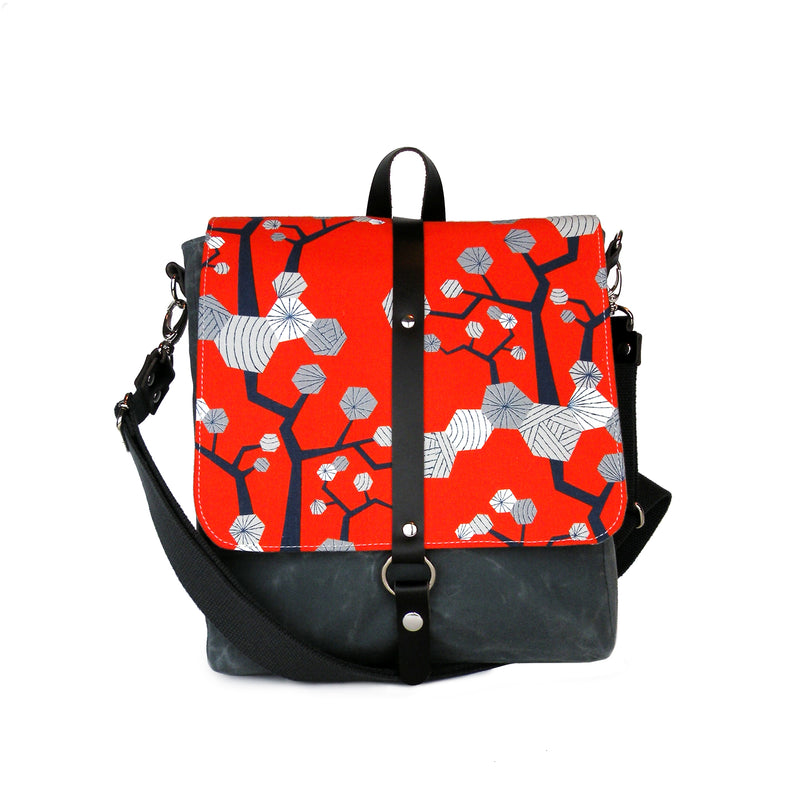 Messenger/Backpack in Red Floral