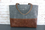 Carryall Tote in Charcoal Grey Waxed Canvas-Red Staggerwing