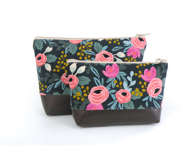Cosmetic Clutch in Bright Floral – Red Staggerwing