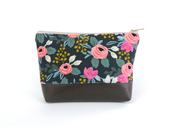 Cosmetic Clutch in Bright Floral – Red Staggerwing