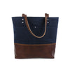 Urban Tote in Navy Waxed Canvas and Distressed Leather