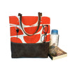 Urban Tote in Vibrant Orange Print and Distressed Leather
