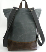 Backpack in Charcoal Waxed Canvas-Red Staggerwing