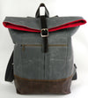 Backpack in Charcoal Waxed Canvas-Red Staggerwing