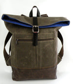Backpack in Chocolate Waxed Canvas-Red Staggerwing