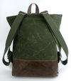 Backpack in Olive Green Waxed Canvas-Red Staggerwing