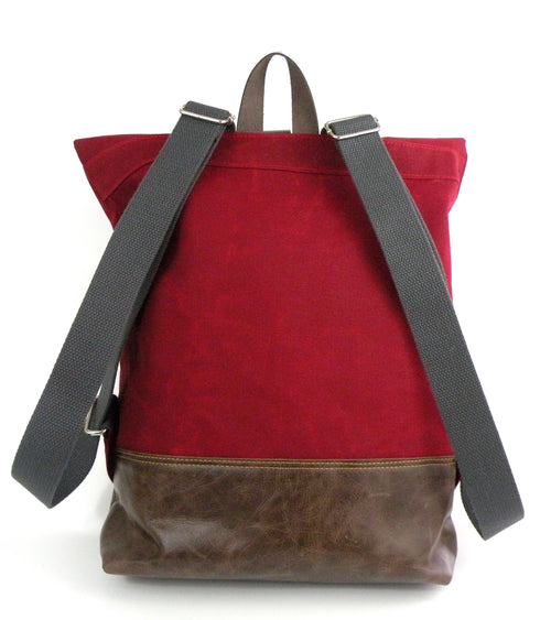 Backpack in Red Waxed Canvas-Red Staggerwing