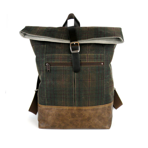 Backpack in Fall Plaid Waxed Canvas