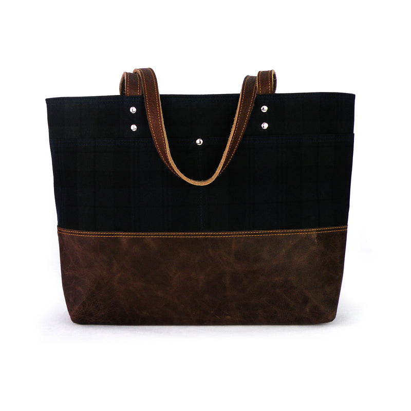 Carryall Tote in Blackwatch Plaid Waxed Canvas