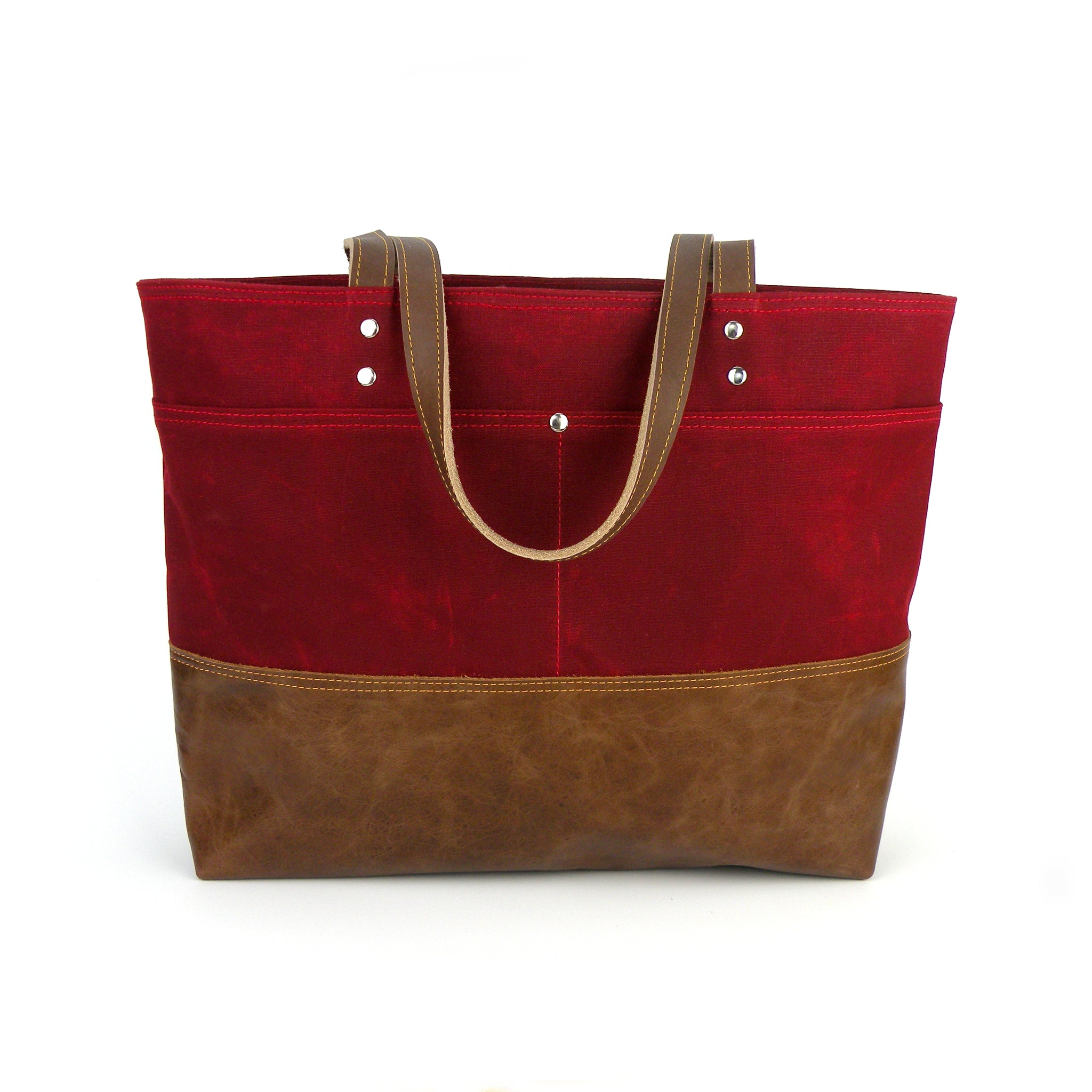 Red Staggerwing Carryall Tote in Red Waxed Canvas – Red Staggerwing