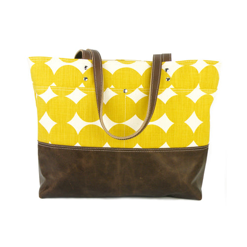 Carryall Tote in Mustard Dot Canvas