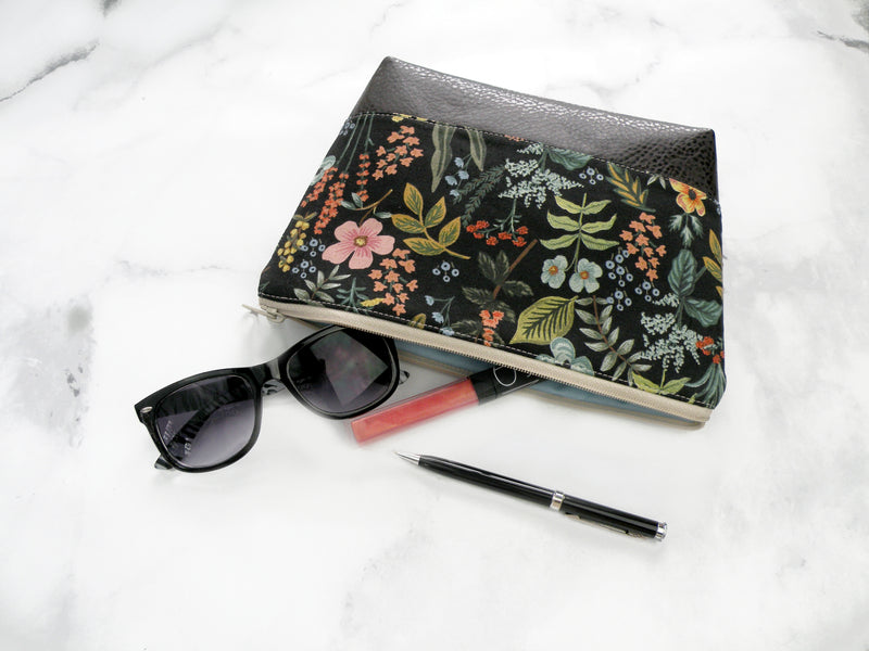 Cosmetic Clutch in Metallic Floral