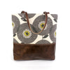 Urban Tote in Flowerfields Print and Distressed Leather-Red Staggerwing
