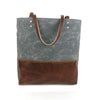 Urban Tote in Charcoal Grey Waxed Canvas and Distressed Leather-Red Staggerwing