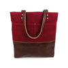 Urban Tote in Red Waxed Canvas and Distressed Leather-Red Staggerwing