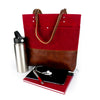 Urban Tote in Red Waxed Canvas and Distressed Leather