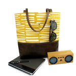 Urban Tote in Yellow Woodpile and Distressed Leather